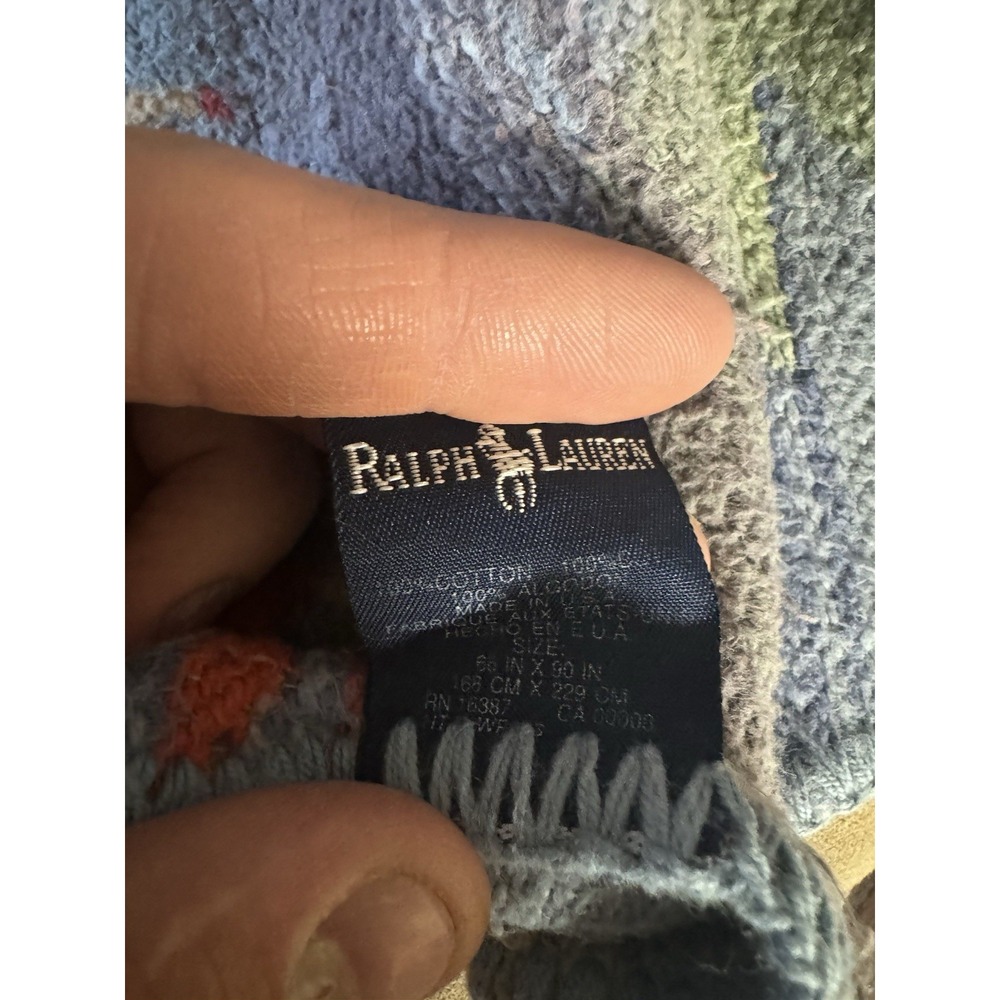 90's RALPH LAUREN RIO GRANDE SERAPE AZTEC‎ COTTON THROW BLANKET 66x90" - Picture 4 of 4